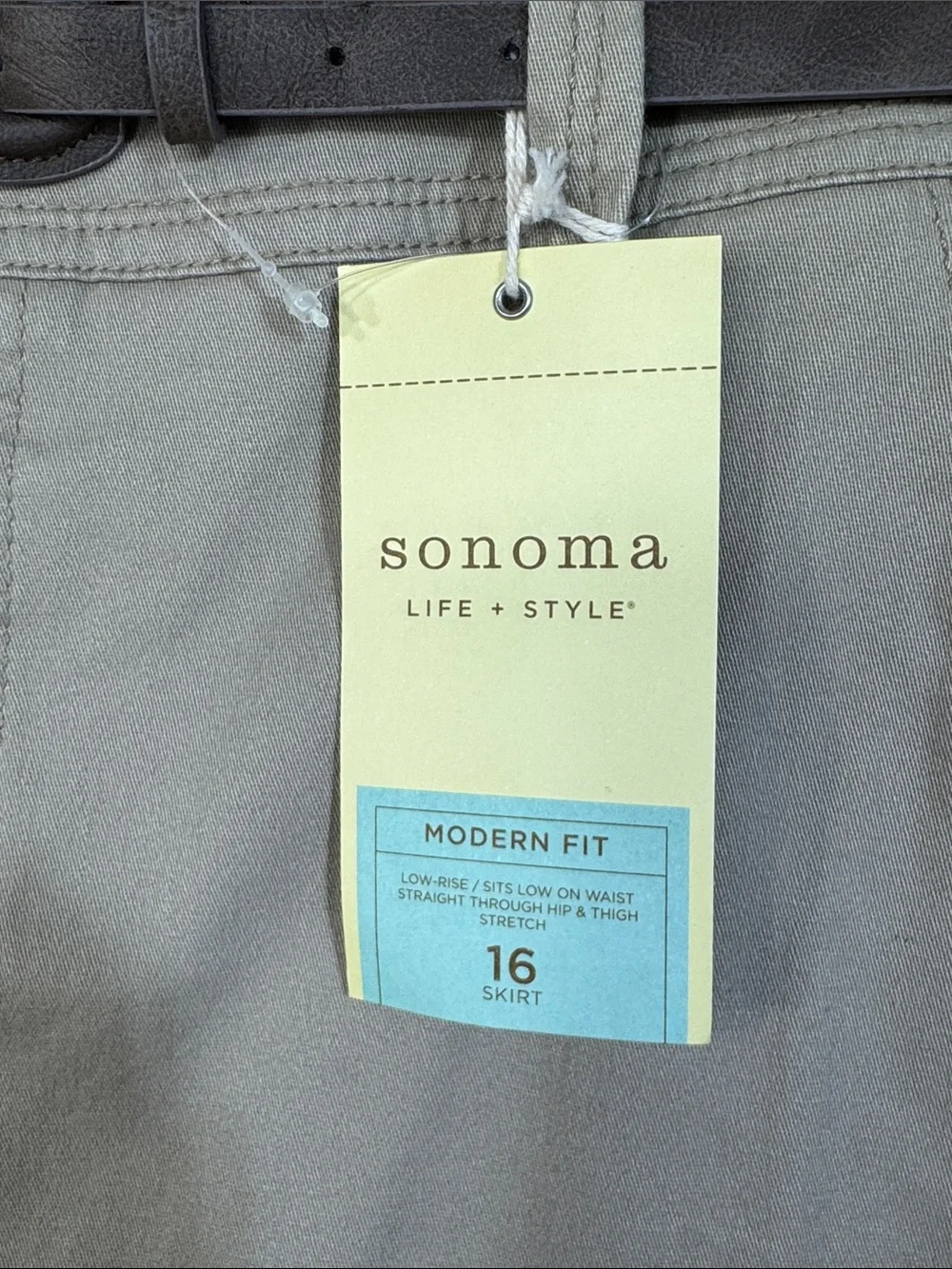 Sonoma Skirt Tan Mini Slim Brown Belt in Size 16  NWT